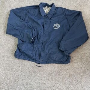 Vintage West Wind Jacket Mens XL Blue Nylon Lined Snap Front Coach Windbreaker